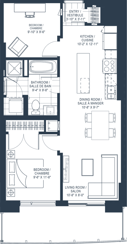 Floor plan for 2 beds, 1 bath, 2565 sqft